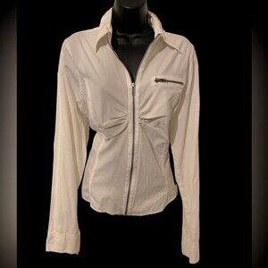 Vintage Guess 80’s rock shirt, zipper accents fitted concert, club shirt XL